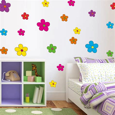 Cute Flower Wall Sticker Colorful Removable Vinyl Wall Decals Diy Art