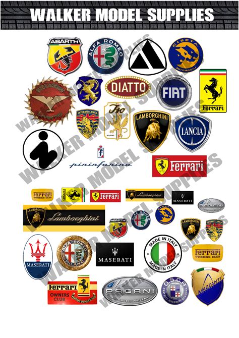 118 Scale Pre Cut Italian Car Logo Garage Signs Stickers Model Car 8