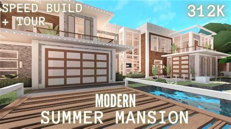 Modern Summer Mansion K No Large Plot Bloxburg Speed Build Youtube