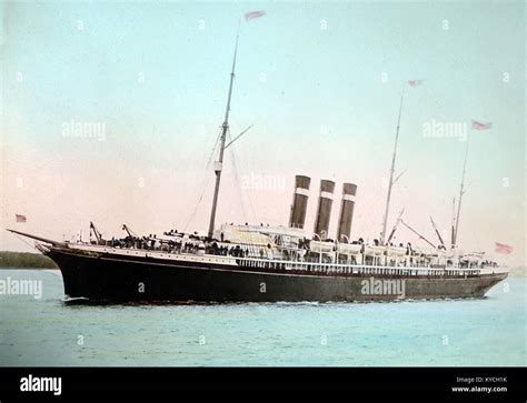 Steamship Paris French Ocean Liner Early 1900s Hand Coloured Photo