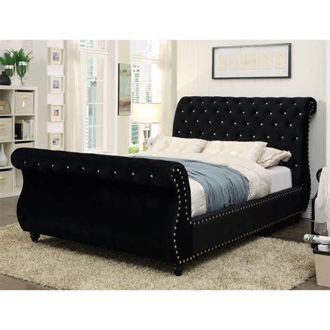Furniture Of America Rabin Glam Sleigh Bed California King Black