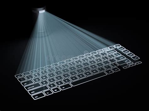 Conceptual Keyboard Projected Onto Surface Isolated On Black Stock