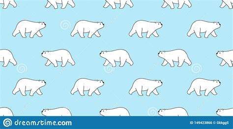 Bear Seamless Pattern Vector Polar Bear Scarf Isolated Cartoon Repeat