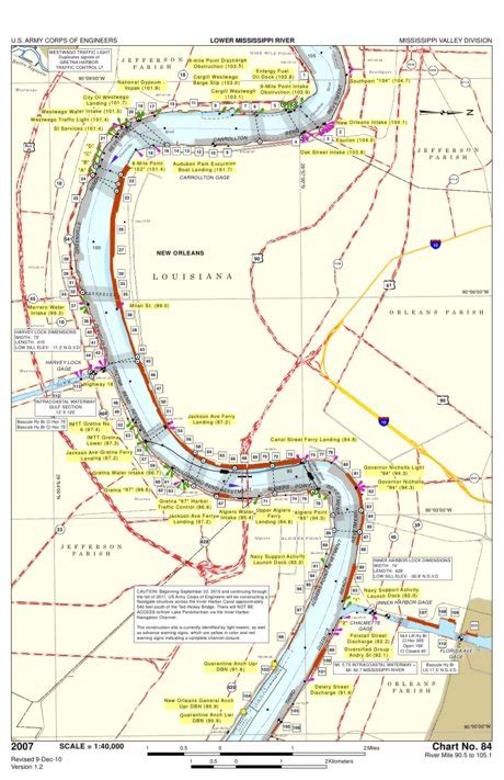 Lower Mississippi River Mile Marker Chart
