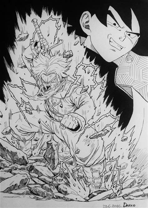 Trunks Vs Black Goku By Darkogoku Goku Pics Dbz Manga Character Art