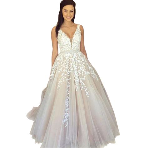 Abaowedding Womens Wedding Dress For Bride Lace Applique Evening Dress
