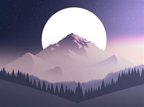 Desktop Wallpaper Digital Art Mountains Moon Forest Hd Image