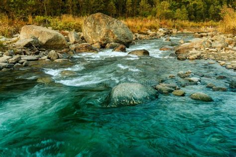 River Water Flowing Through Rocks At Dawn Stock Photo Image Of Fast