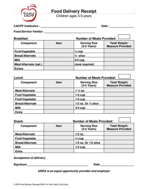 Food Delivery Receipt Templates At