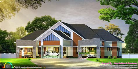 Semi Contemporary With Colonial Touch Home Kerala Home Design And