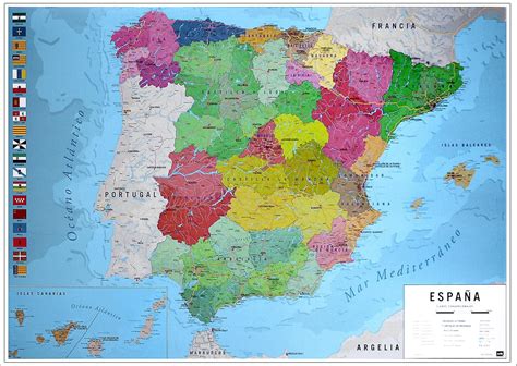 Mapa F Sico Poltico De Espaa Kort Over Spanien X Cm Fruugo Dk
