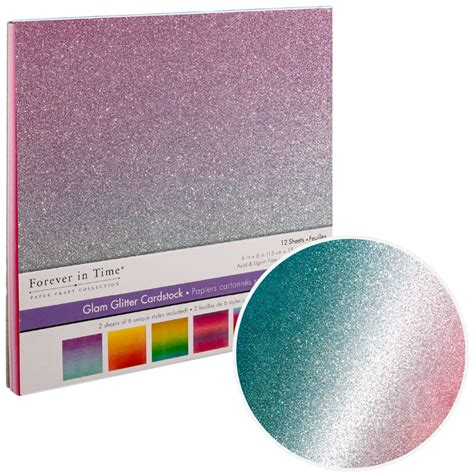 Multicraft Scrapbook Paper Glam Glitter Cardstock Ombre Brights 152x