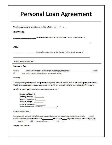 14 Loan Agreement Templates Excel Pdf Formats