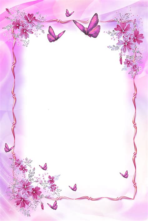 Beautiful Pink Transparent Frame With Butterflies Kreatív Projektek