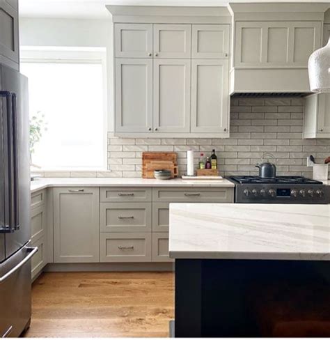 With the soft green undertone, it we have revere pewter painted on the majority of our main floor, so i am speaking from my experience. All About: Benjamin Moore Revere Pewter | Kitchen cabinet ...