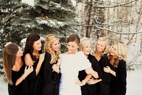 Black Bridesmaids Dresses For A Winter Wedding Snowy Wedding Winter