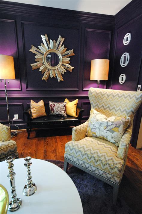 Purple Eclectic Living Room With Chevron Stripe Chair Hgtv