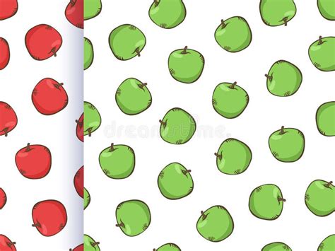 Apple Seamless Pattern Set Green Apple Texture Red Apple Texure Stock