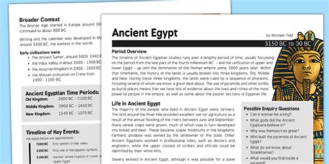 ancient egypt fact sheet