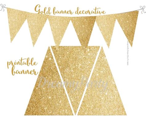 Gold Glitter Banner Decorative Printable Gold Banner Gold Etsy