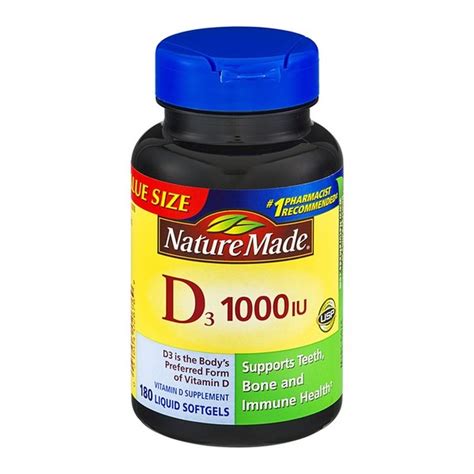 Nature Made Vitamin D3 1000 Iu 25 Mcg Softgels 180 Ct From Safeway Instacart