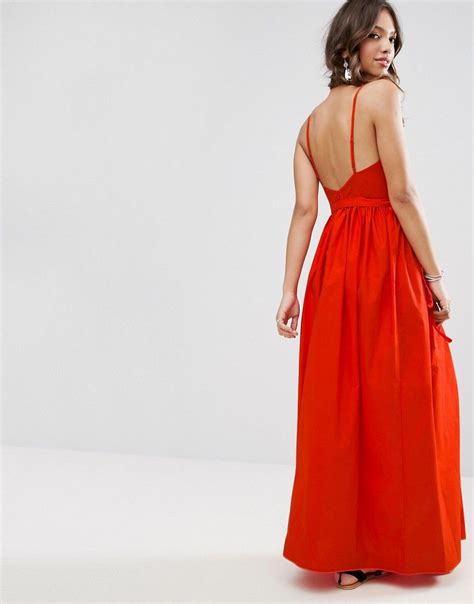 Asos Cotton Open Back Maxi Dress Red Backless Dress Formal Latest Fashion Clothes Maxi Dress