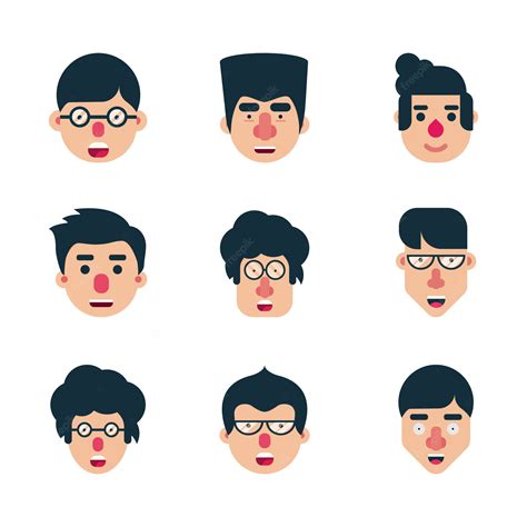 Premium Vector Set Of Human Character Flat Faces Vector Design Icon Pack