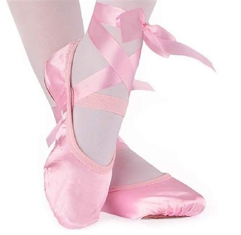 Candy Pink Satin Ballet Shoes With Ribbon