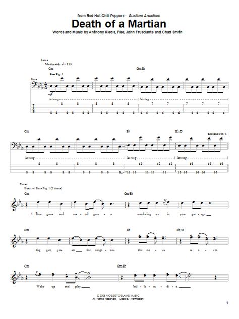 Death Of A Martian By Red Hot Chili Peppers Bass Tab Guitar Instructor