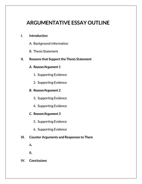 Argumentative Essay Outline Format Best Examples