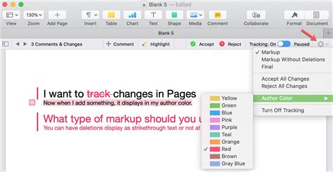 How to track changes in Apple Pages on Mac