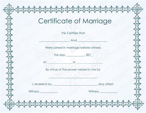 How do you find marriage date free online? Bluish Formal Marriage Certificate Template