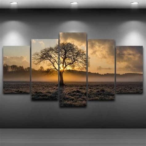 Check spelling or type a new query. Farm Field Sunrise Tree Landscape - Nature 5 Panel Canvas Art Wall Decor - Canvas Storm