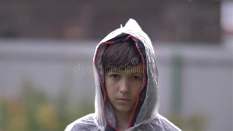 Sad Boy With Rain On His Face In Black And White Stock Photo Image Of