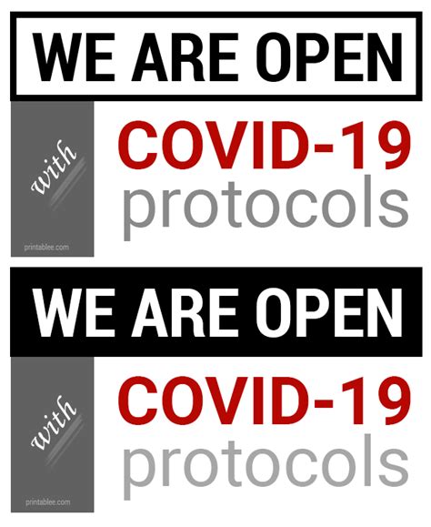 10 We Are Open With Covid 19 Protocol Printable Sign For
