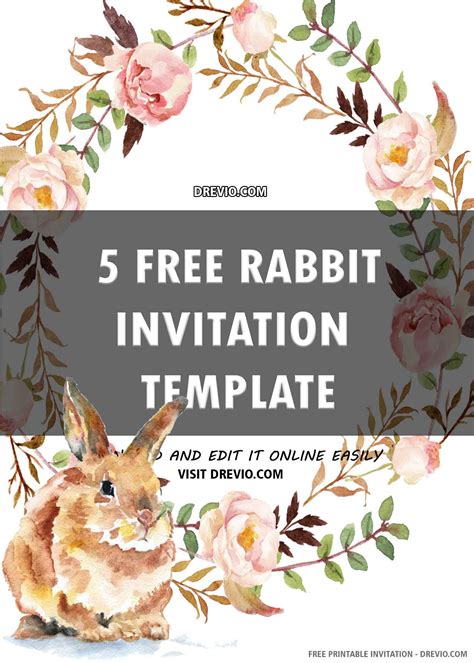 Create your own custom baby shower invitation in minutes. (FREE PRINTABLE) - Cute Bunny Birthday Invitation Template ...