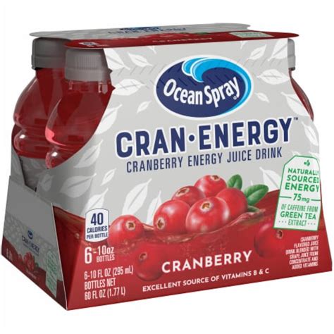 Ocean Spray Cran Energy Cranberry Energy Juice Drink 6 Bottles 10
