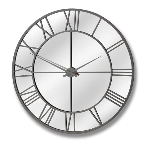 Large Silver Foil Mirrored Wall Clock Hollygrove