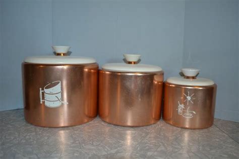 Mirro Copper Canister Set Of 3 Vintage Canisters Mid Etsy Copper