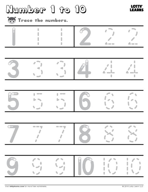 Learn To Write The Numbers From 1 To 10 Follow The Arrows For The