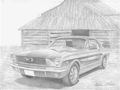 1966 Ford Mustang Classic Car Art Print Drawing By Stephen Rooks Pixels