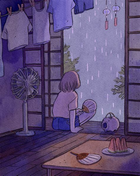 Heikala Comitia B On Twitter Summer Rain Anime Scenery Wallpaper Cartoon