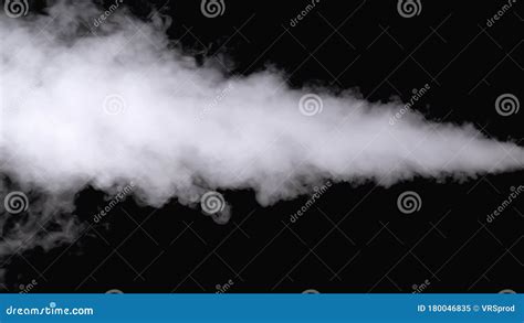 Water Vapor White Jet Of Vapour Steam On Black Background Slow Motion