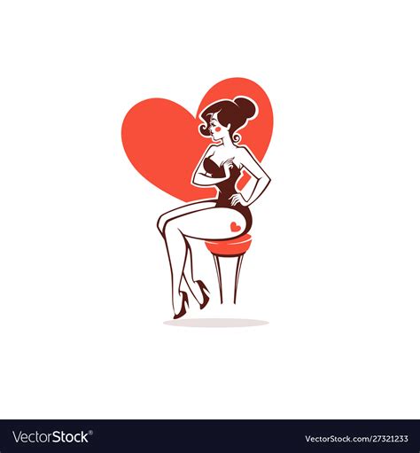 sexy pinup girl on heart shape background vector image