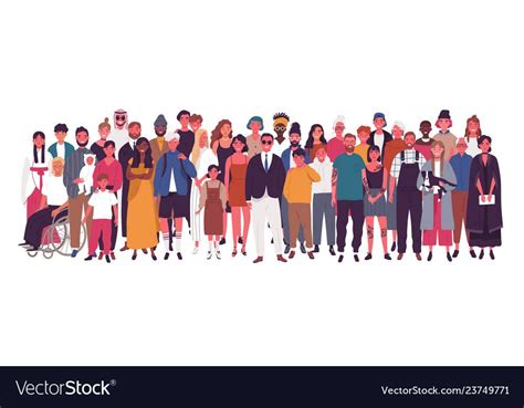 Diverse Multiracial And Multicultural Group Of Vector Image Aff