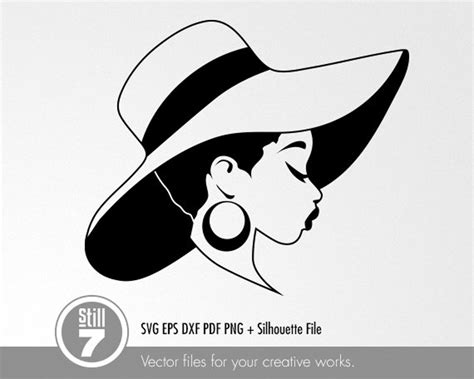 Black Woman With Hat Svg Svg Cutting File Eps Dxf Pdf Png Etsy