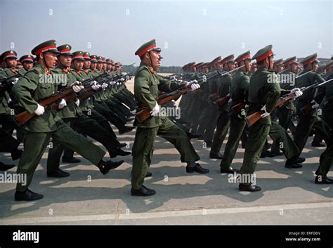 Peoples Liberation Army Officers Drilling At Shijiazhuang Military