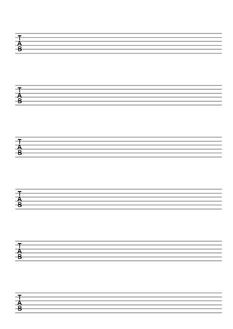 Printable Blank Guitar Tab Sheets Music Instrument