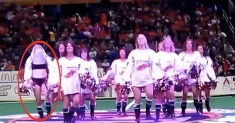 cheerleader left red faced after wardrobe malfunction exposes everything daily star