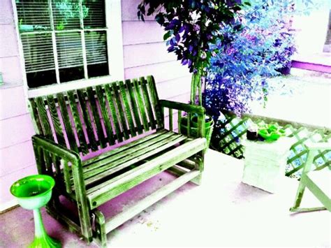 See how new railings, decking, decor and paint elevate the comfort and curb appeal of these spaces. Corner of my front porch | Outdoor decor, Porch swing, Porch